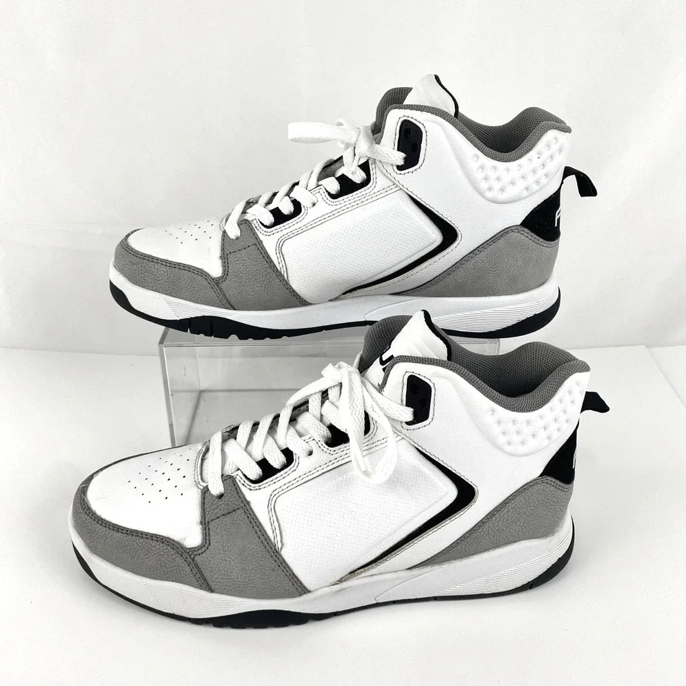 FUBU Heritage Tennis Shoes Men's 8 High Tops LKNU 40.5 White Gray Sneakers Retro